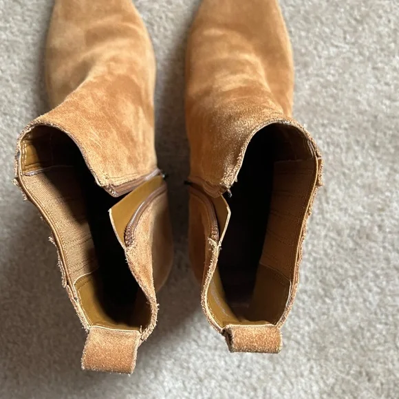 Marc Fisher Yarita Camel color Suede Leather Ankle Boots Size 8 - Picture 10 of 13